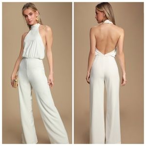 Lulu’s No Doubts White Halter Jumpsuit